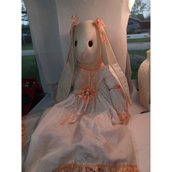 24' HandMade Beautiful Cloth Bunny Rabbit in lace dress pantaloons & shoes ! - Picture 9 of 13